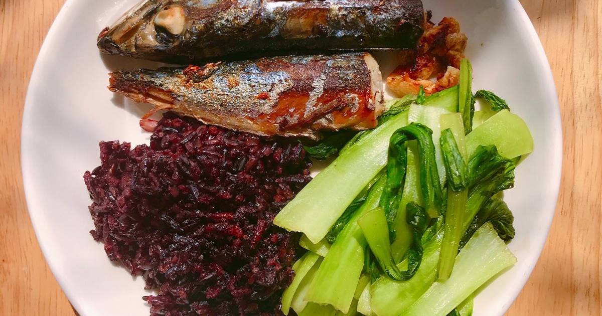 Eatclean - Cá hấp chiên NCKD + Cải thìa xào + cơm gạo lứt