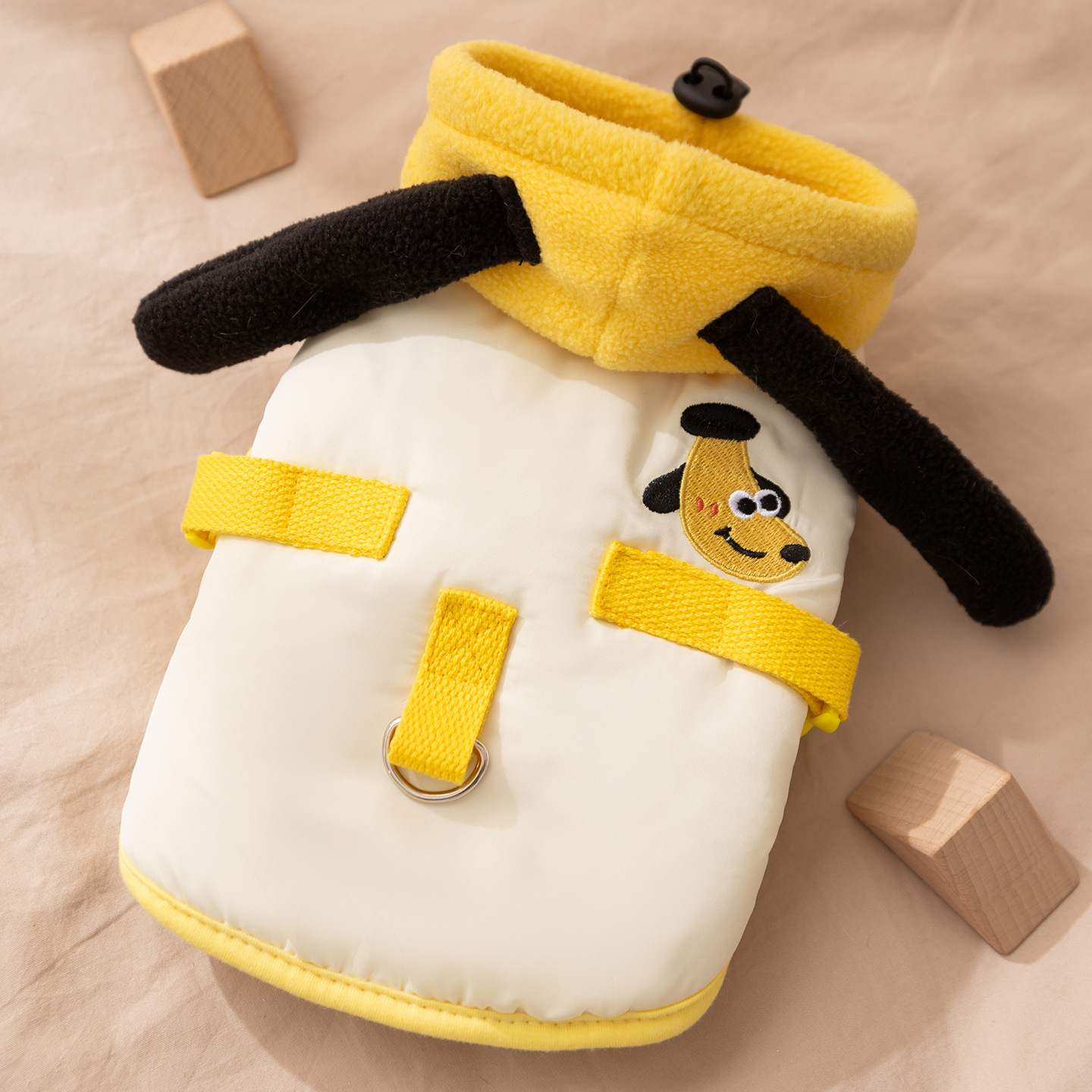 Pet winter jacket with hood and embroidery
