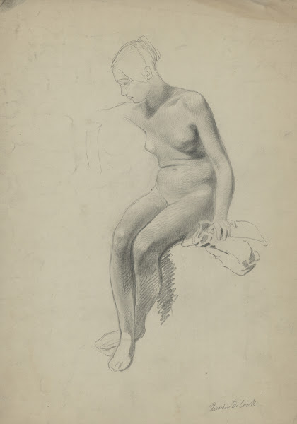 Academic nude of a seated woman 19th century