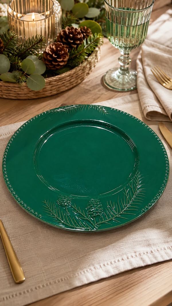 Plato Tendido de Cerámica Verde
