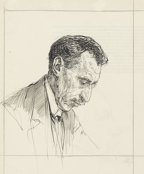 Portret van P Visser profiel naar rechts 1874   1925