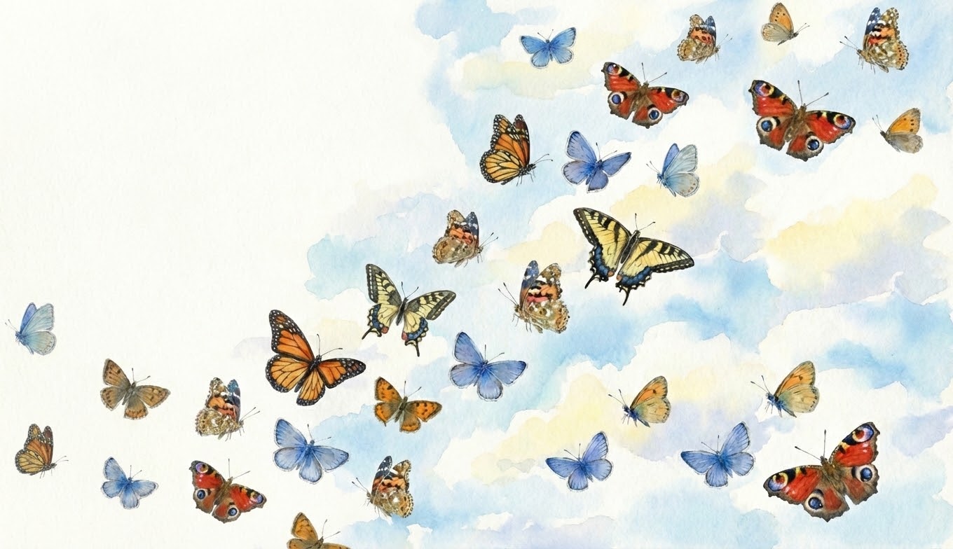 Watercolour butterfly illustration — Little Beginnings Hub child development courses