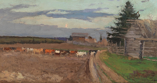 Homecoming Cattle in the Moonlight
