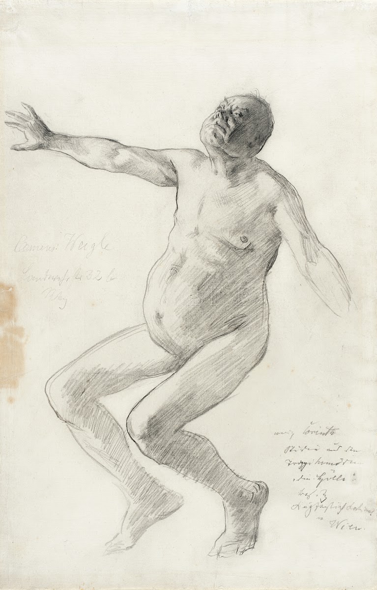 Study of a Nude Man Falling Backwards circa 1894