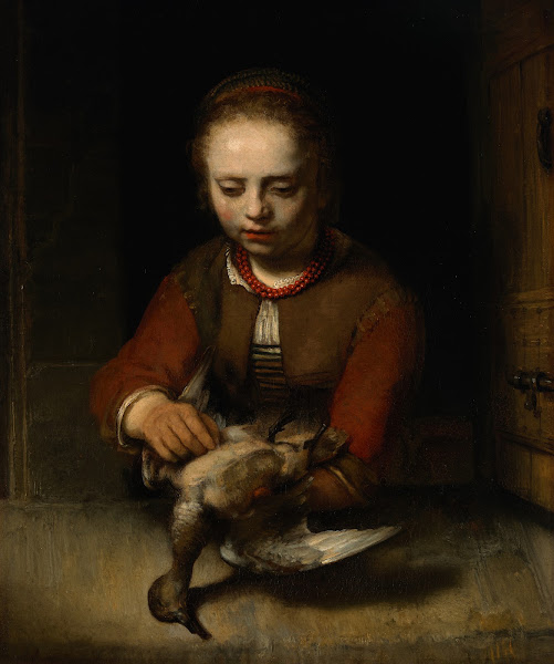 Young Girl Plucking a Duck circa 1645