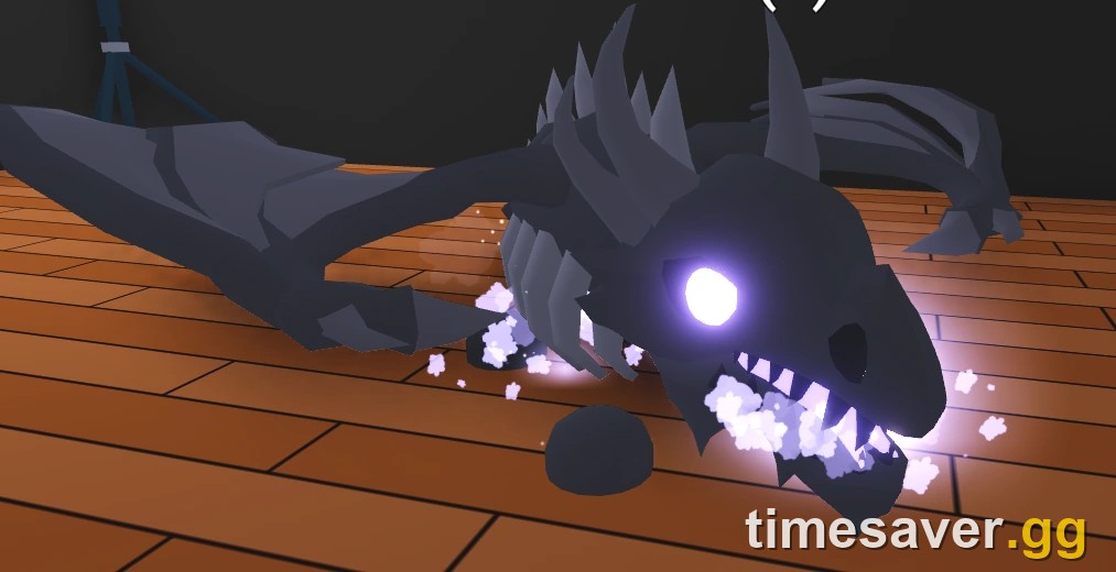 Adopt Me Shadow Dragon pet render — the 2019 Halloween limited that trades just behind the Bat Dragon
