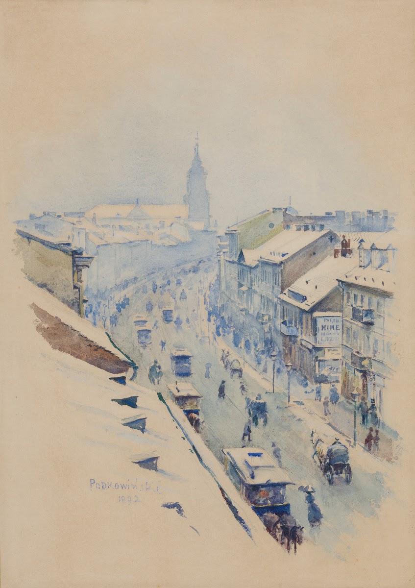 Widok na Nowy Świat w Warszawie zimą 1892