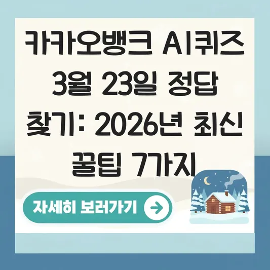카카오뱅크 AI퀴즈 3월 23일 정답 찾기