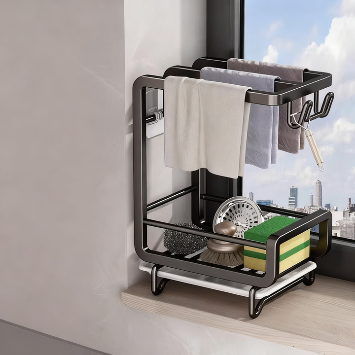 Spültuchregal aus Aluminium, wandhängend oder stehend