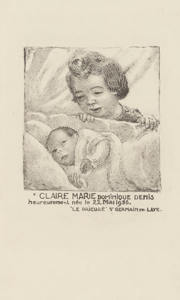 Faire part de naissance de Claire Marie Dominique Denis 1936