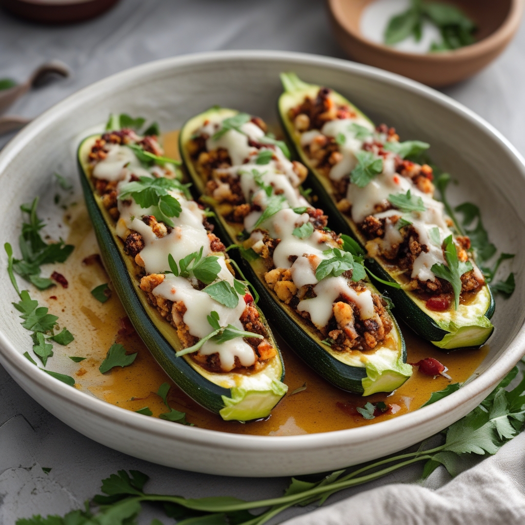 Mediterranean Stuffed Zucchini Boats with Feta & Sun-Dried Tomatoes