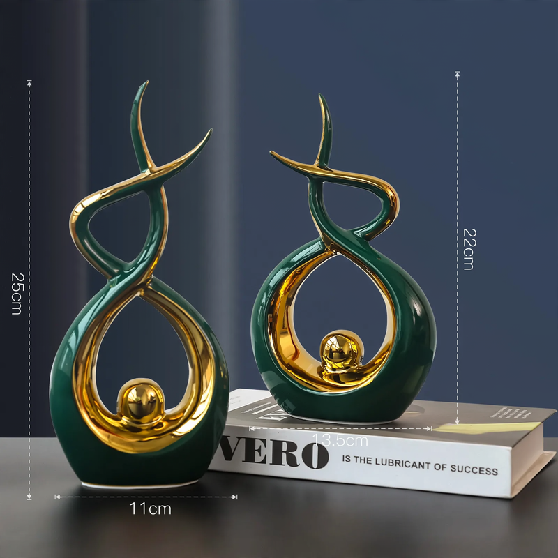 Ceramic Deer Decorative Figure with Silver Electrolysis