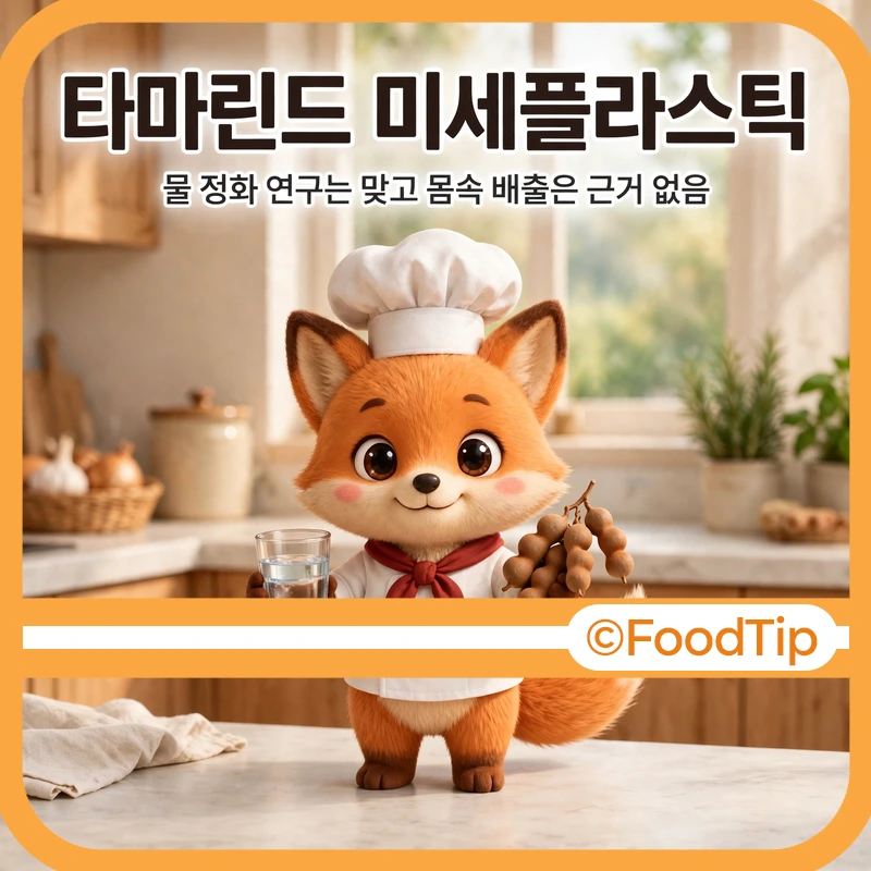 타마린드 미세플라스틱 썸네일 - 타마린드 열매를 든 셰프 여우와 물 한 잔
