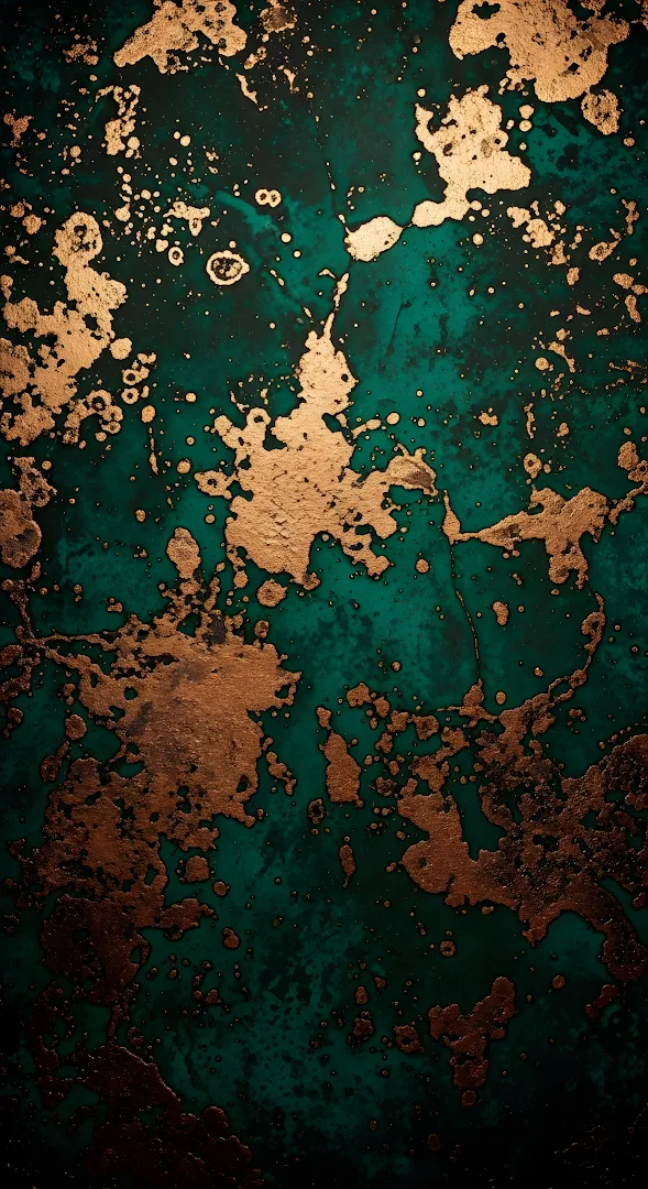 Emerald Malachite Texture with Molten Gold Splatter Art