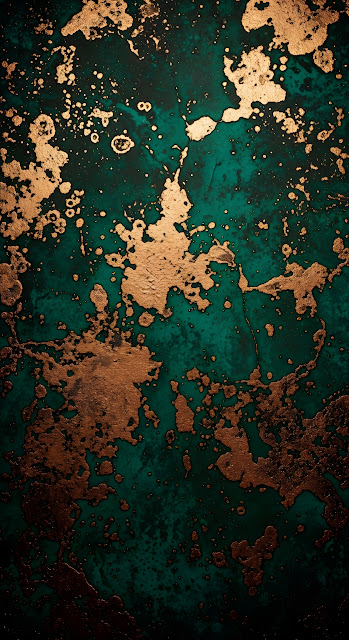 Emerald Malachite Texture with Molten Gold Splatter Art - Free mobile Wallpaper