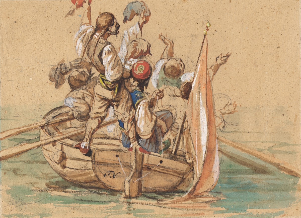 Greek Sailors On A Venetian Canal early 1840s