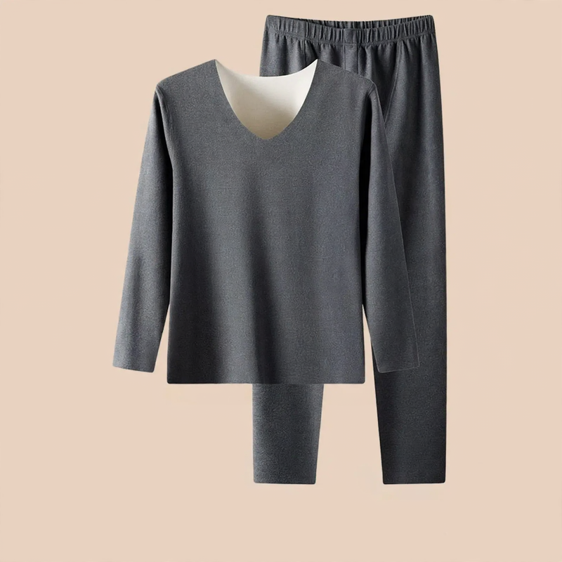 Thermal underwear set for men, V-neck, lined