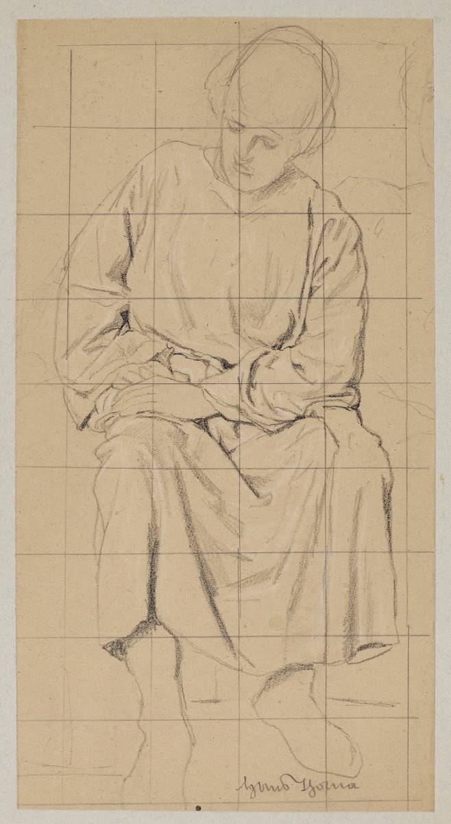 Study of a sitting figure in a long robe 1880   1910