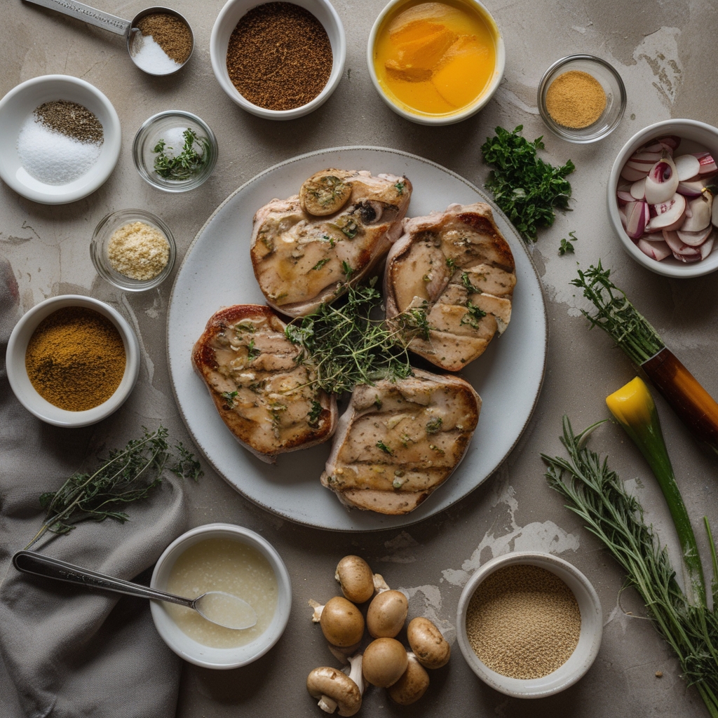 Ingredients for Creamy Mushroom Pork Chops Recipe – Easy Homemade Weeknight Dinner