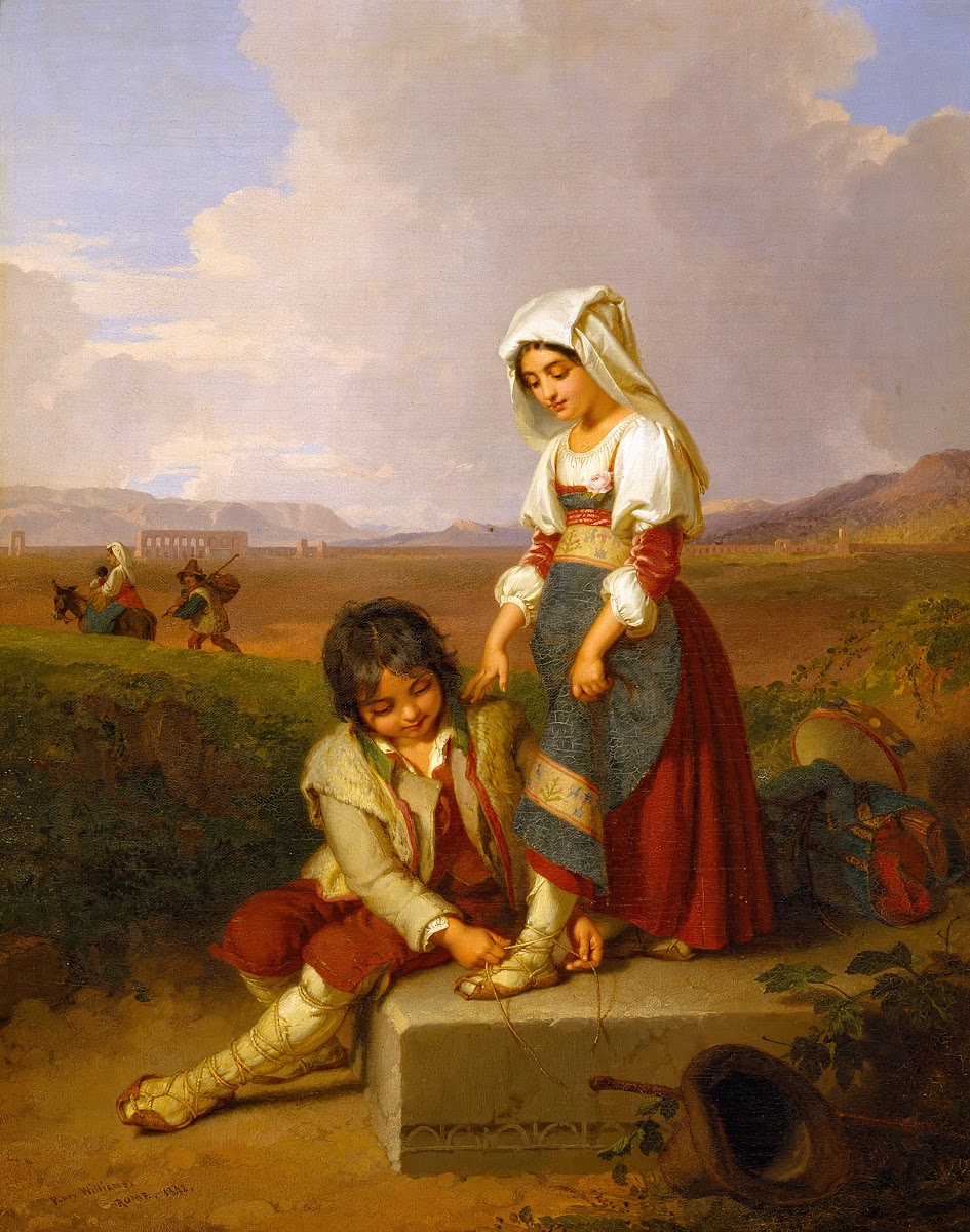 A Shepherd Boy And A Girl In The Roman Campagna In The Background Aqua Claudia 1