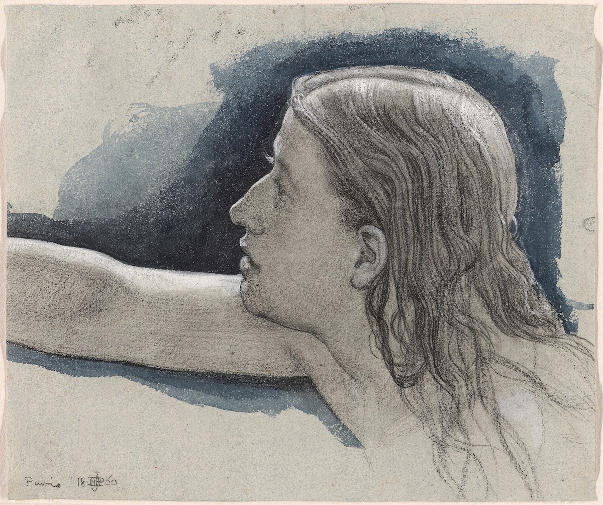 Study of a Young Mans Head with Right Arm Outstretched 1860