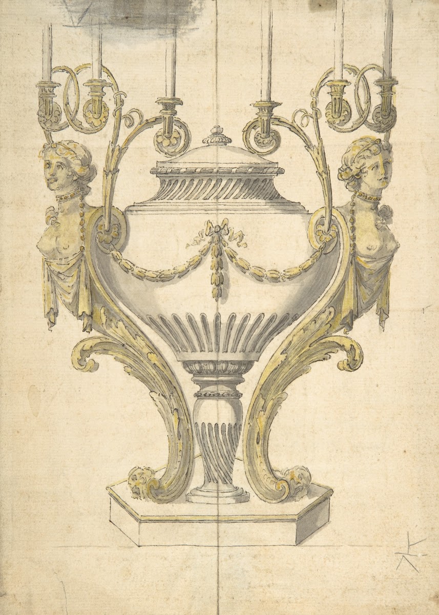 Candelabrum in the form of an Urn Clasped by Carytides and Candle Branches 17601