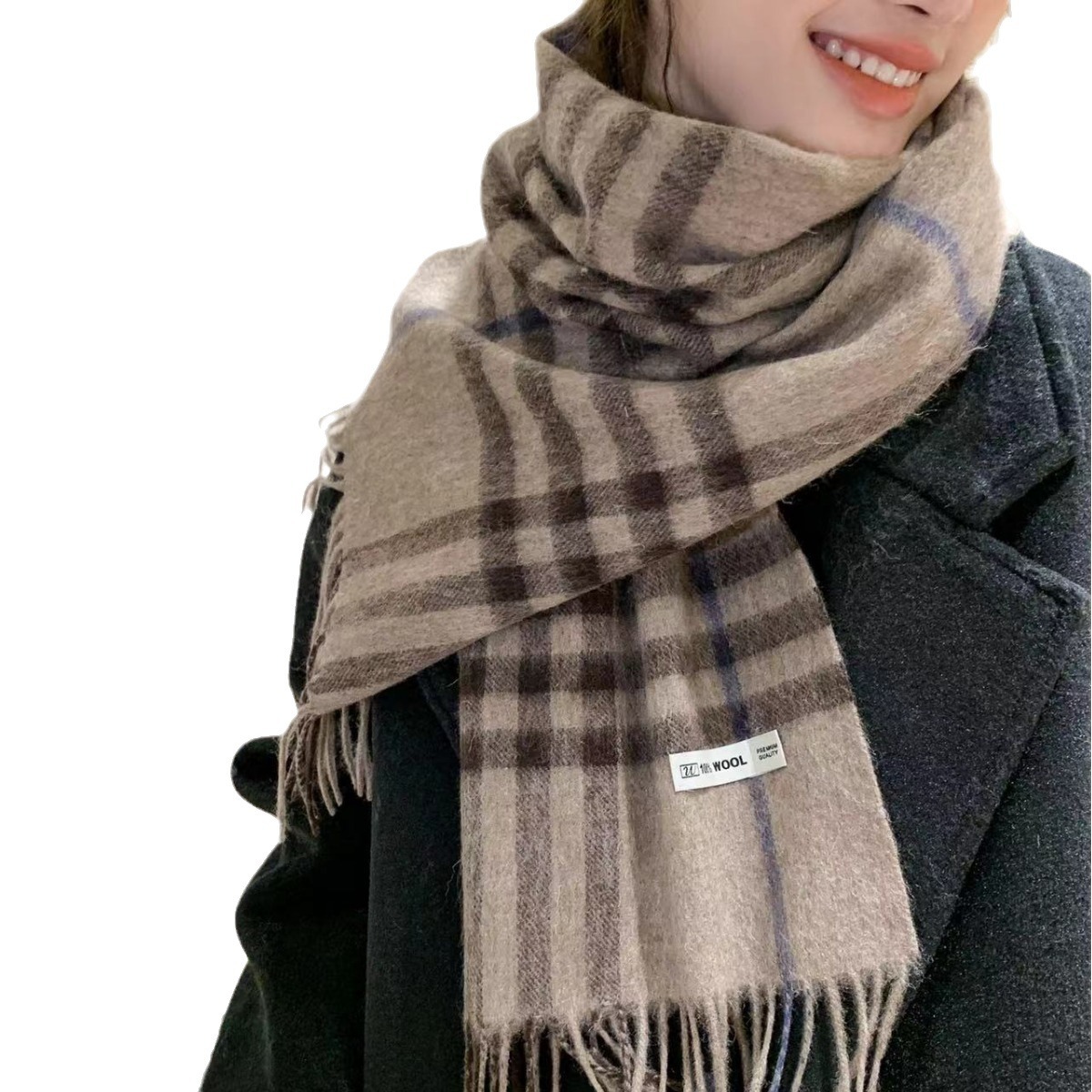 Wool scarf, 100% wool, checkered, 30x180 cm