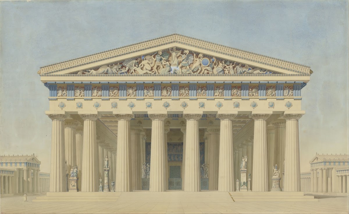 Temple T at Selinunte Sicily reconstructed elevation of the main facade before 1