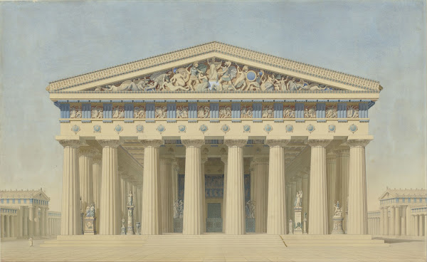 Temple T at Selinunte Sicily reconstructed elevation of the main facade before 1