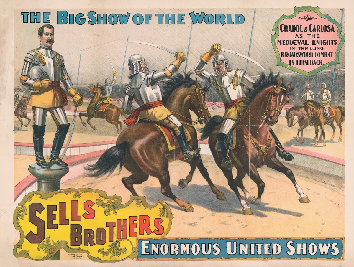 Sells Brothers enormous united shows Cradoc and Carlosa  Combat on horseback 189