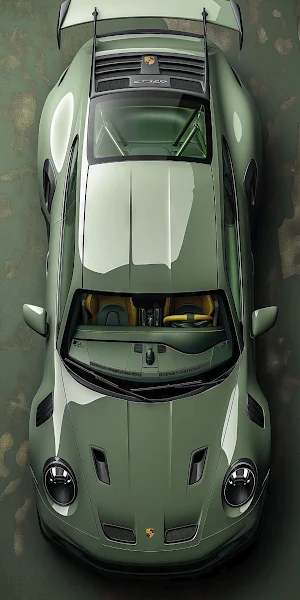 Porsche Gt3 Rs, Sports Car, Green Car, Luxury Vehicle 2K iPhone Wallpaper Background