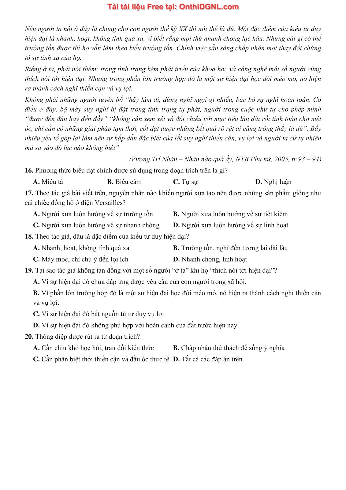 500 bài tập môn Ngữ Văn - Ôn thi ĐGNL ĐHQG TP HCM Phần 13