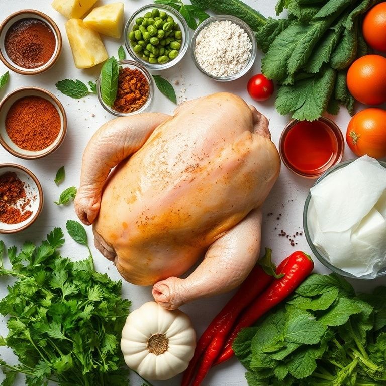 Ingredients for Easy Indian Masala Braised Whole Chicken Recipe – Juicy & Flavorful Comfort