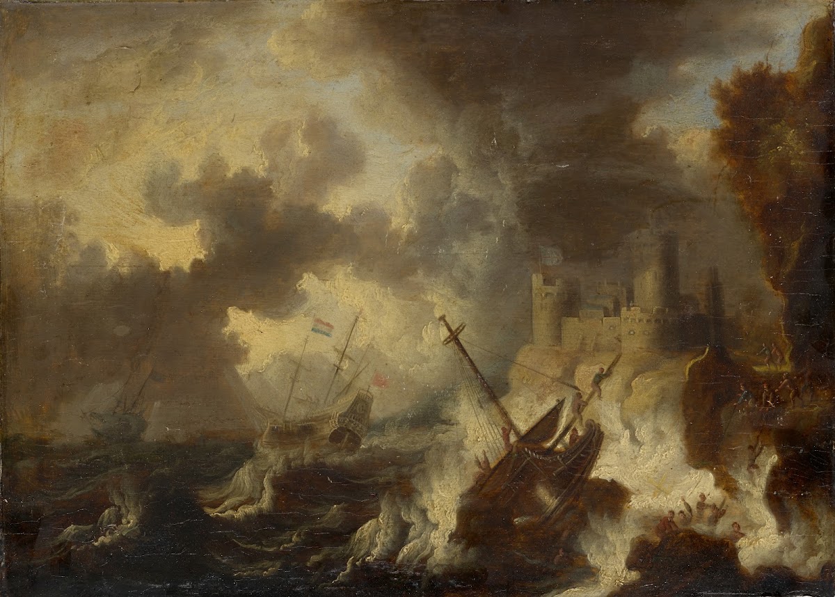 Tempest with Shipwreck in front of a Coastal Fortress