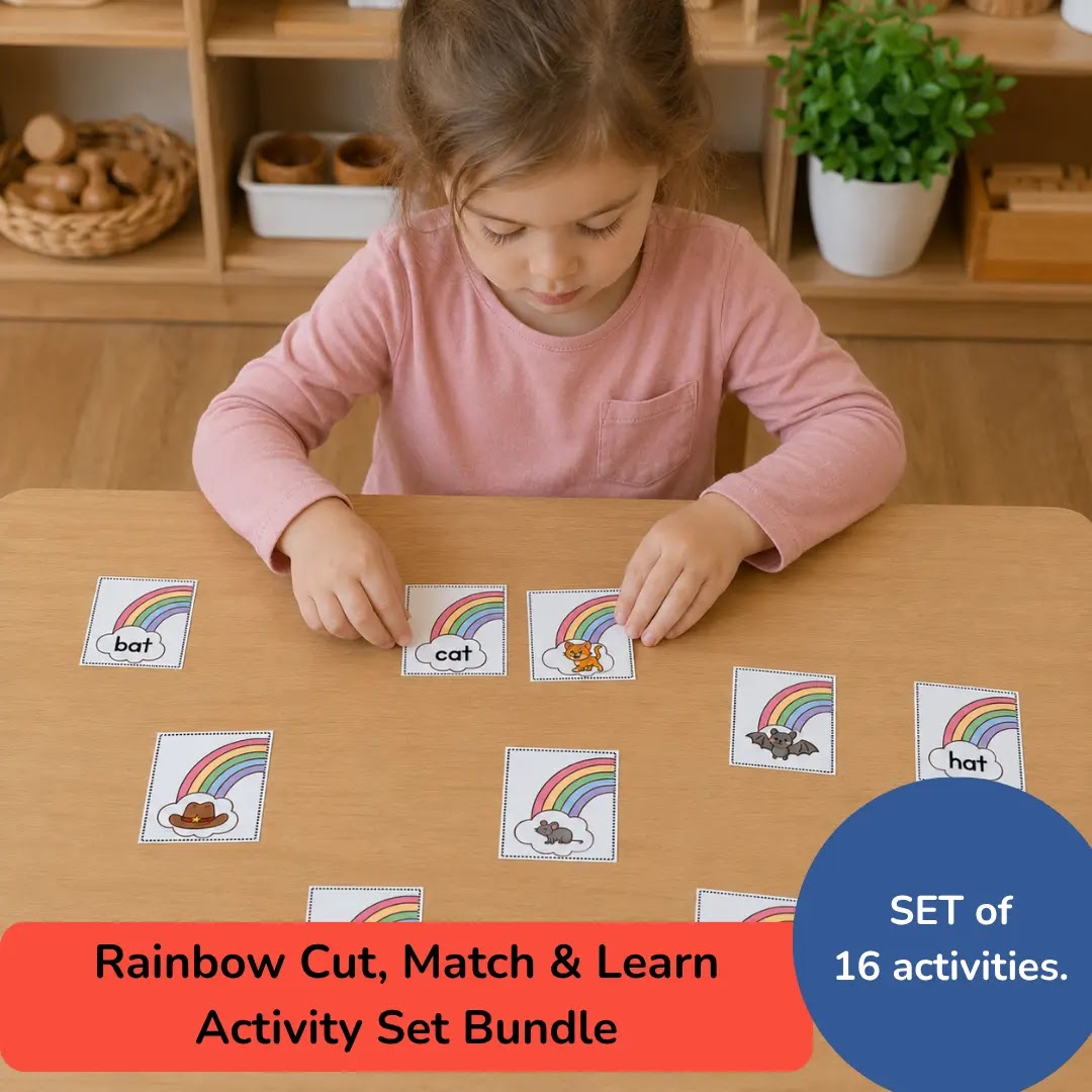 Rainbow Cut, Match & Learn Activity Set Bundle for Early Learners