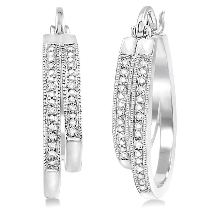 Silver Diamond Fashion Hoop Earrings
