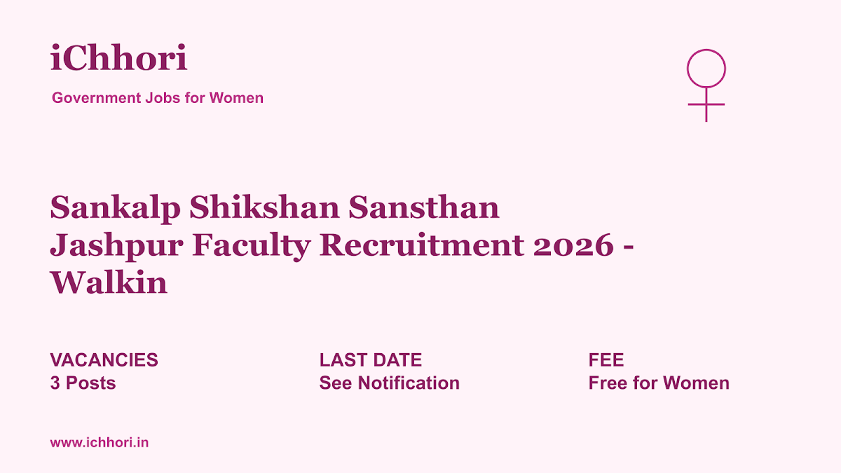 Sankalp Shikshan Sansthan Jashpur Faculty Recruitment 2026 - Walkin - iChhori