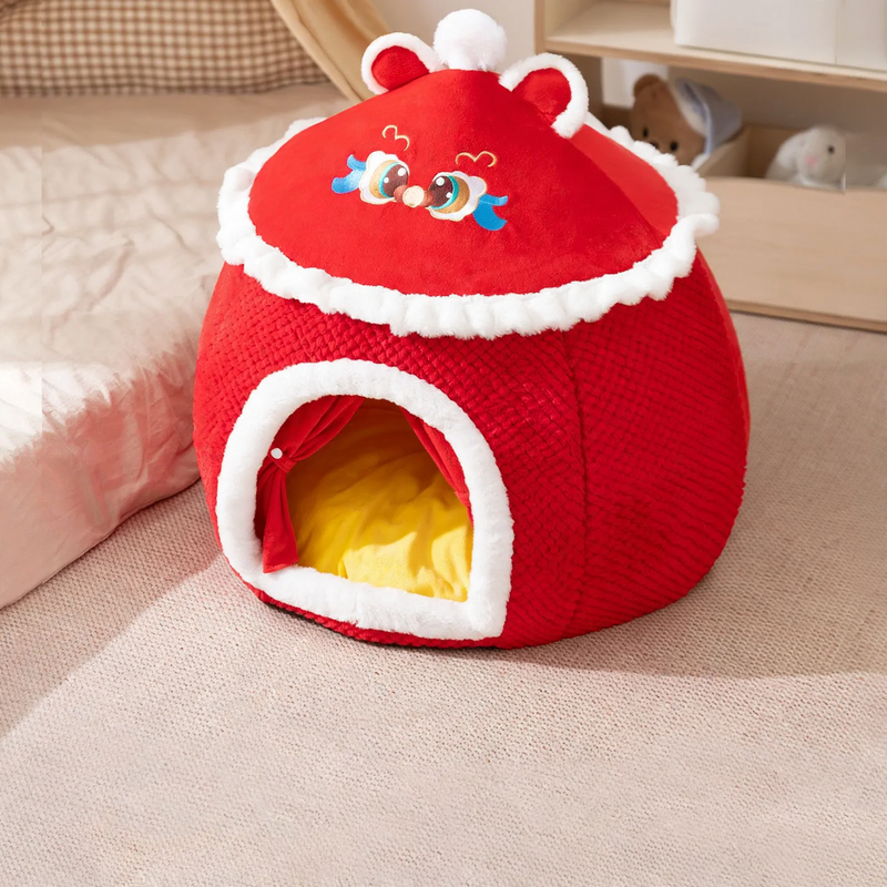 Semi-open pet bed with festival design