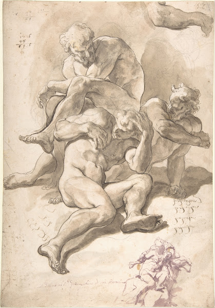 Studies of Three Naked Men a Right Arm and a Nude Figure Supported by Another 17