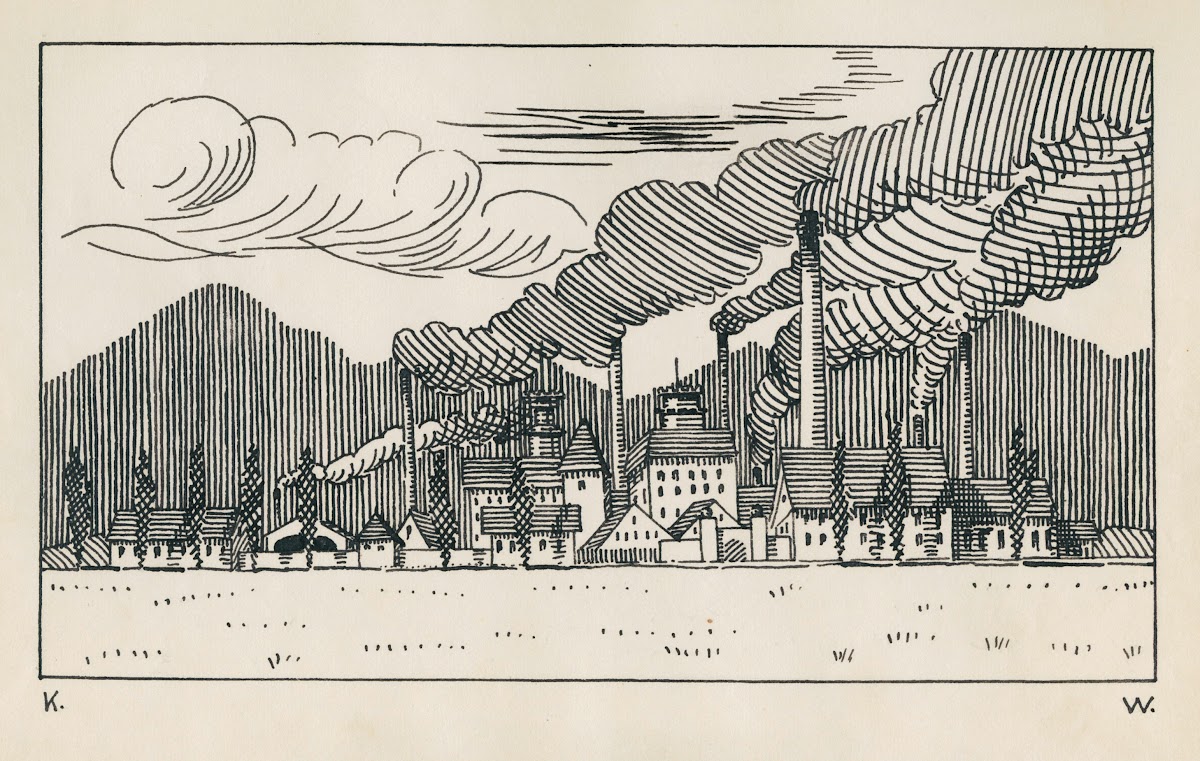 Ohne Titel Fabrik mit rauchenden Schloten around 1920