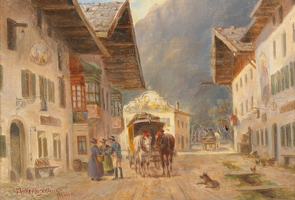 Arrival of the Post Coach in Mittenwald