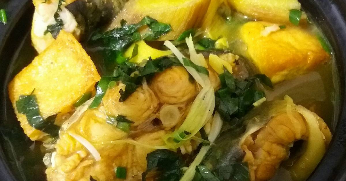 Cá lăng om măng, chuối, đậu