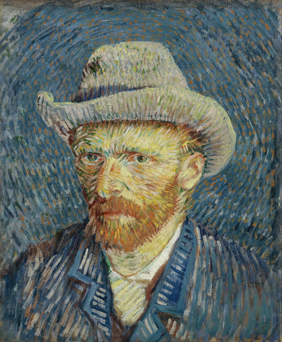 Self portrait with grey felt hat 1887