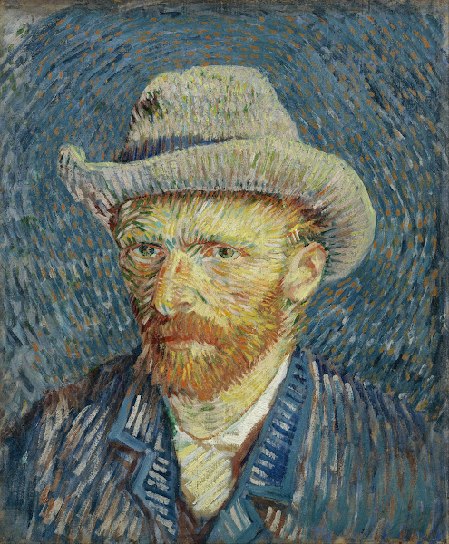 Self portrait with grey felt hat 1887