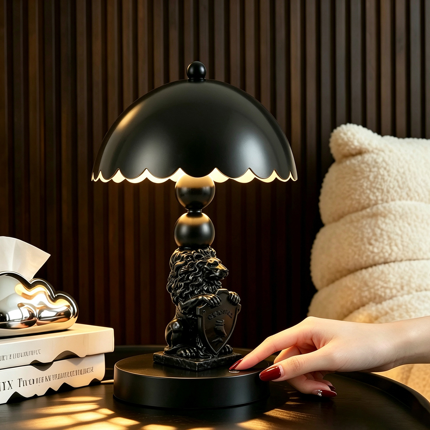Black Lion Mushroom Lamp with Color Change