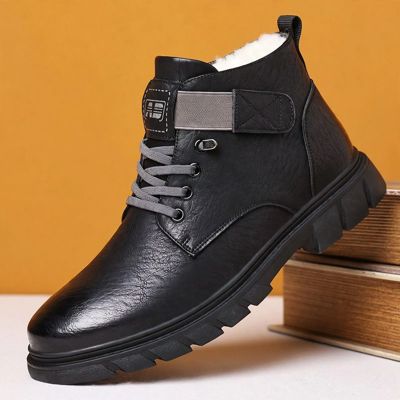 Insulated Men's Boots, High-Top, Synthetic PU, Winter