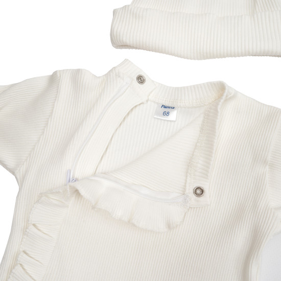 Дитячий набір Twins Ego Baby Girl (чоловічок на блискавці і шапка) 62р екрю