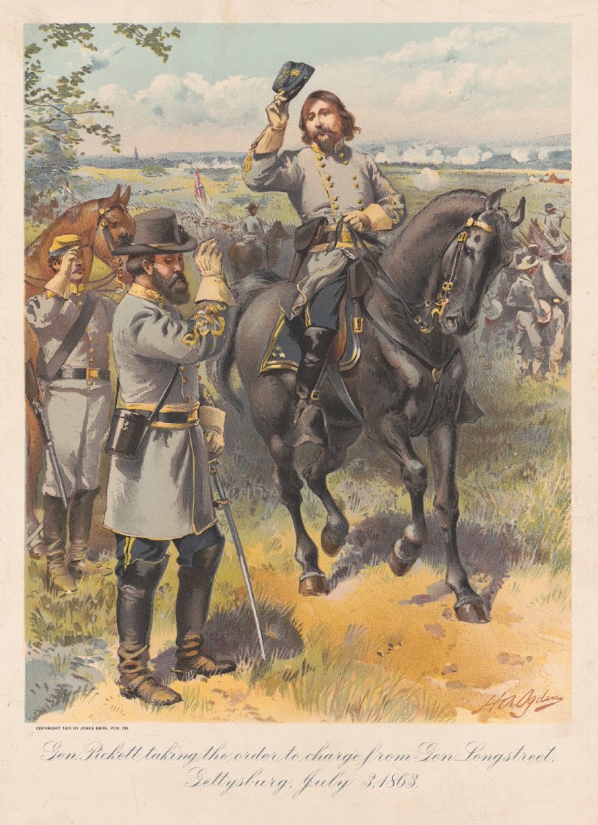 General Pickett taking the order to charge from Gen Longstreet Gettysburg July 3