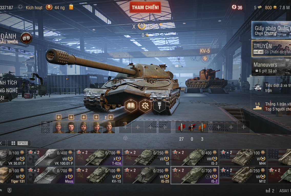 Acc World of Tanks PC gồm 4 tank X IS-7, T-62A, Maus, T92 HM...