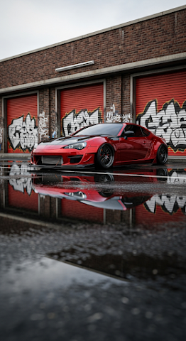 Red Car Urban Graffiti